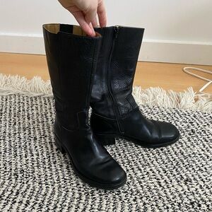 Black Leather Classic Mid Calf Boots